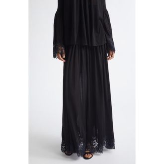 Zimmermann Valiant High Waist Lace Trim Maxi Skirt in Black at Nordstrom, Size 3