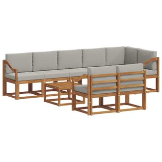 vidaXL Conjunto De Sof&aacute;s De Exterior 9 Pcs Gris Natural Y Claro Vidaxl
