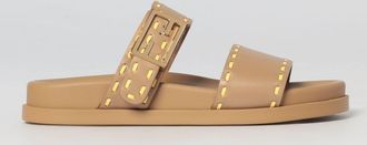 Fendi Slippers Feel Fendi in pelle con cuciture a contrasto