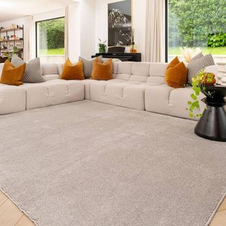 Kukoon Machine Washable Shaggy Rug Silver Grey Fluffy Bedroom Carpet Mat | Size: 200 cm x 290 cm