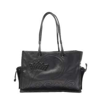 Loewe Pre-owned Crown Logo Leren Tote Bag - Dames - Vintage Shopper - Zwart - ONE Size - Leer - Vintage