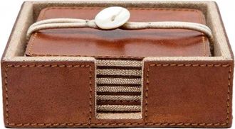 Blue Pheasant Bristol Coasters - Set Of 6 In Brown