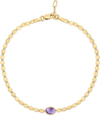 Tresorra 14K Yellow Gold Amethyst Mirron Chain Bracelet