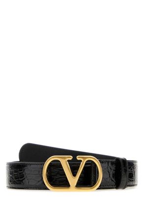 Valentino Garavani Black Vlogo Buckle Belt