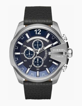 Diesel Mens Diesel DZ4423 Mega Chief Navy Blue Dial Chronograph Mens Watch - Black