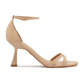 Kazar Schoenen, Dames, Beige, 38 EU, Leer, Beige sandalen met kitten heels