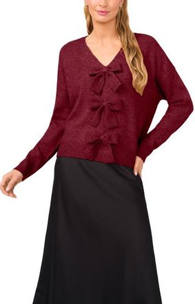 CeCe by Cynthia Steffe Bow Front Sweter in Crisp Merlot at Nordstrom, Size X-Large