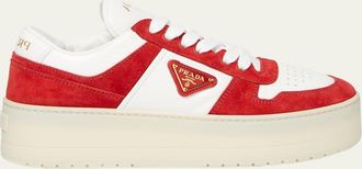 Prada Downtown Platform Suede Sneakers