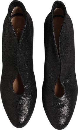 Gianvito Rossi Womens Metallic Leather Stiletto Black