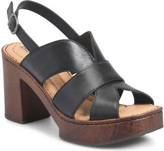 Børn Nassau Slingback Platform Sandal in Black Leather at Nordstrom, Size 11