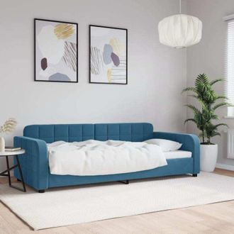 vidaXL Sof&aacute; Cama Sin Colch&oacute;n Terciopelo Azul 90x200 Cm Vidaxl