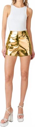Amylynn Mindi Metallic Shorts In Gold