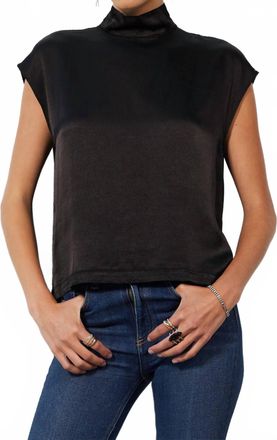 bobi Mock Neck Muscle Tee In Black
