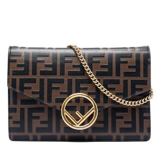 Fendi Pre-owned Fendi Zucca Embossed Leather F Is Fendi Envelope Wallet On Chain Ladies RX9EW7RX596FHHJP
