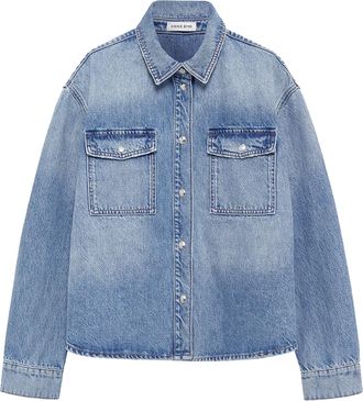 Anine Bing Denim Shirt with Classic Collar and Button-Down Front