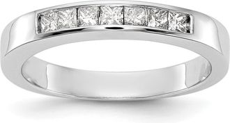 Diamond2Deal 14K White Gold 7-Stone 1/3 Ct Princess Diamond Band Ring