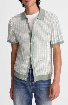 Madewell Tuck Stitch Button-Up Sweater Polo in Frosted Cypress at Nordstrom, Size Xx-Large