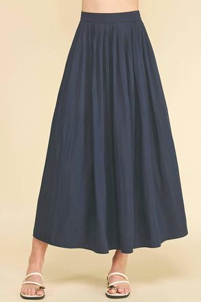 Pinch Design Flowing A-Line Skirt In Navy