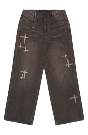 Rta Franco Wide Leg Jeans in Mocha Drift Cross Cut at Nordstrom, Size 28