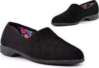 Generic Ladies Rubber Sole Slippers Size 8 Carpet Slipper Size 3 Rubber Sole Slippers Ladies Carpet Slipper Slip On Sizes 3-8 Black 7 UK