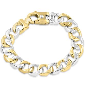 Pompeii3 Mens Solid Cuban 14k Gold (70grams) or Platinum (112gram) Two Tone 13mm Bracelet 9