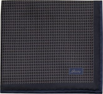 Brioni Mens Screen-Print Silk Pocket Square