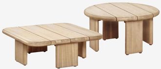 Sklum Sklum - Set De 2 Mesas De Centro Para Jard&iacute;n En Madera De Acacia Famara