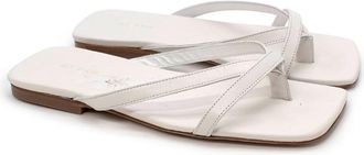 by FAR Deni White Leather Flat Sandals Size 36