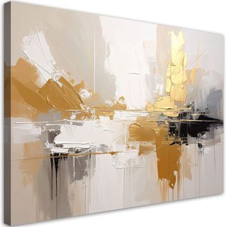 Feeby Cuadro Sobre Lienzo Abstracci&oacute;n En Una Luminosa Composici&oacute;n Beige 100x70