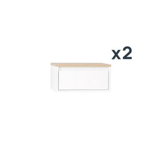Klast Pack 2 mesitas de noche efecto madera blanco-natural 40 x 20 cm