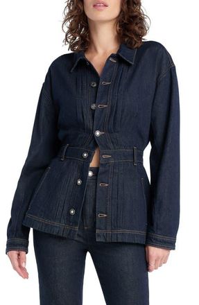 Favorite Daughter The Jade Pintuck Denim Jacket in Oxford at Nordstrom, Size X-Large