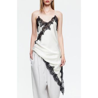 Lioness Emerging Lace Trim Asymmetric Slipdress in Porcelain at Nordstrom, Size Medium