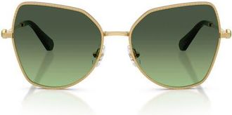 Swarovski 58mm Butterfly Sunglasses in Gold /Gradient Green at Nordstrom