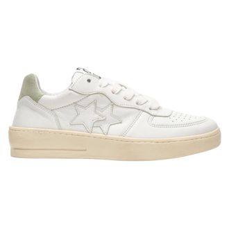 2Star 2Star, Schoenen, Dames, Wit, 40 EU, Leer, Witte Leren Padel Sneaker met Groen Detail