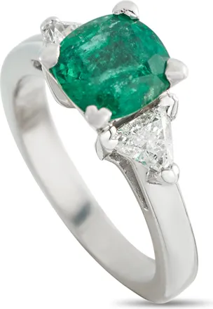 Luxury Bazaar Platinum 0.35ct Diamond and Emerald Ring MF04-051826