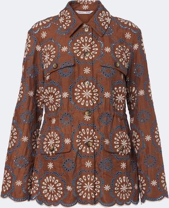 Veronica Beard Kiki broderie anglaise linen jacket