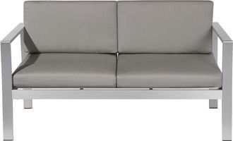 Beliani Sofá de jardín 2 plazas metal gris oscuro