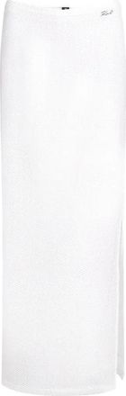 Karl Lagerfeld Sheer Mesh Maxi Skirt with Subtle Side Slit