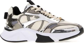 Valentino Garavani Womens Mesh And Leather Multicolor Denivee Sneakers Ivoryargentoruteniogrigionerobiane