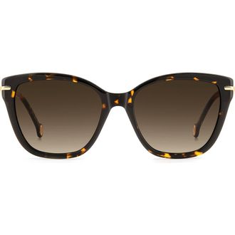 Carolina Herrera Her 55mm Gradient Cat Eye Sunglasses in Havana/brown Sf at Nordstrom