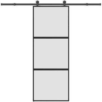 vidaXL Vidaxl - Puerta Corredera Set Herrajes Vidrio Templado Aluminio 76x205cm