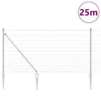 Berkfield Home Modern Field Fence 1.2x25 m Galvanised Steel in Silver