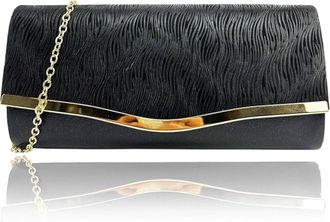 Generic Womens Glitter Envelope Clutch Bag - Elegant Evening & Party Handbag with Long Shoulder Chain, Sparkly Wedding Prom Purse for Ladies (Black)