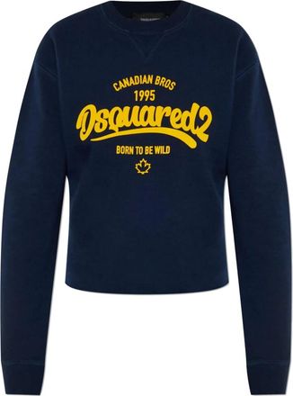 Dsquared2 Sweatshirt met logo - Dames - Sweatshirts - Blauw - XS - Katoen - Hoodies & sweatvesten