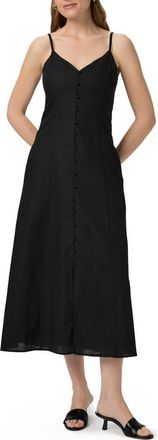 Paige Modena Linen & Cotton A-Line Sundress in Black at Nordstrom, Size 00