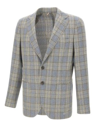 Santaniello plaid-pattern blazer - men - Silk/Wool - 50 - Grey