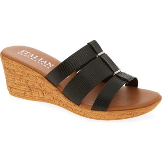 Italian Shoemakers Yuna Wedge Sandal in Black at Nordstrom Rack, Size 7