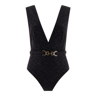 Zimmermann Swimsuits, female, Black, S, Maxine Textured Plunge 1PC