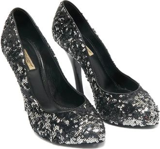 Dolce & Gabbana Pumps con paillettes e punta tonda 125mm - Nero