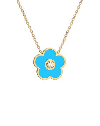 Gabi Rielle 14K Over Silver Turquoise Agate Cz Stackable Necklace